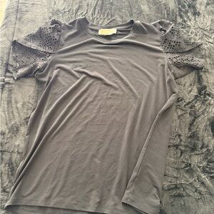 Michael Kors Black Blouse with Lace Sleeves
